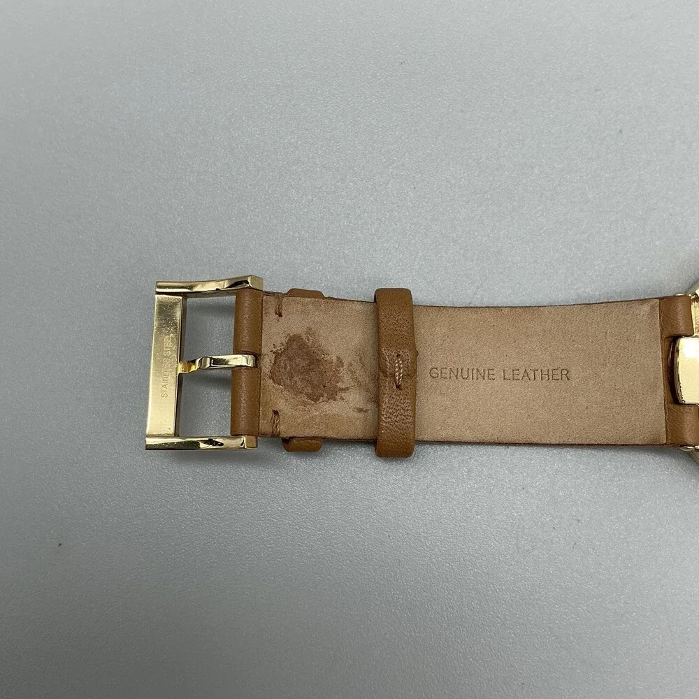 Tory Burch TBW4040 Womens Watch 36mm Multicolor Dial Gold Brown Leather New Batt